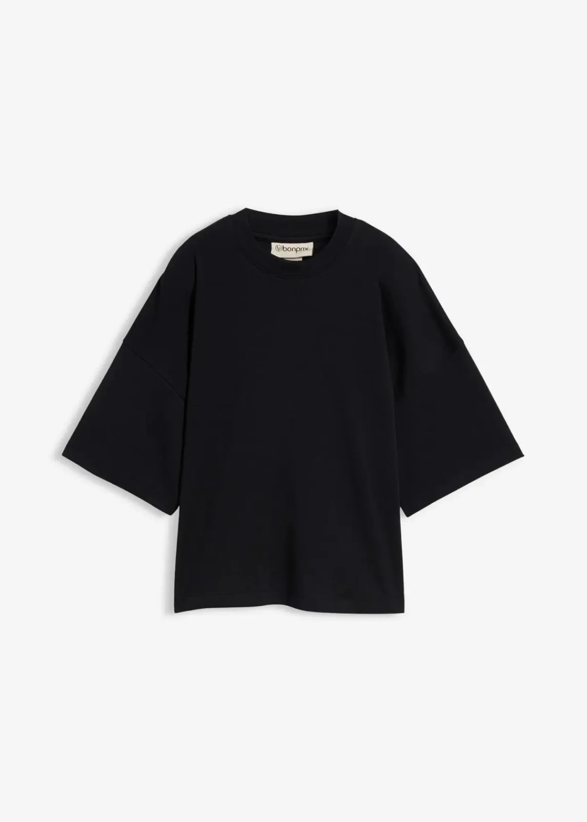 bonprix Bekleidung·Röcke|Nachhaltigere Materialien^Kurzes Oversize-Shirt aus reiner schwerer Bio-Baumwolle schwarz