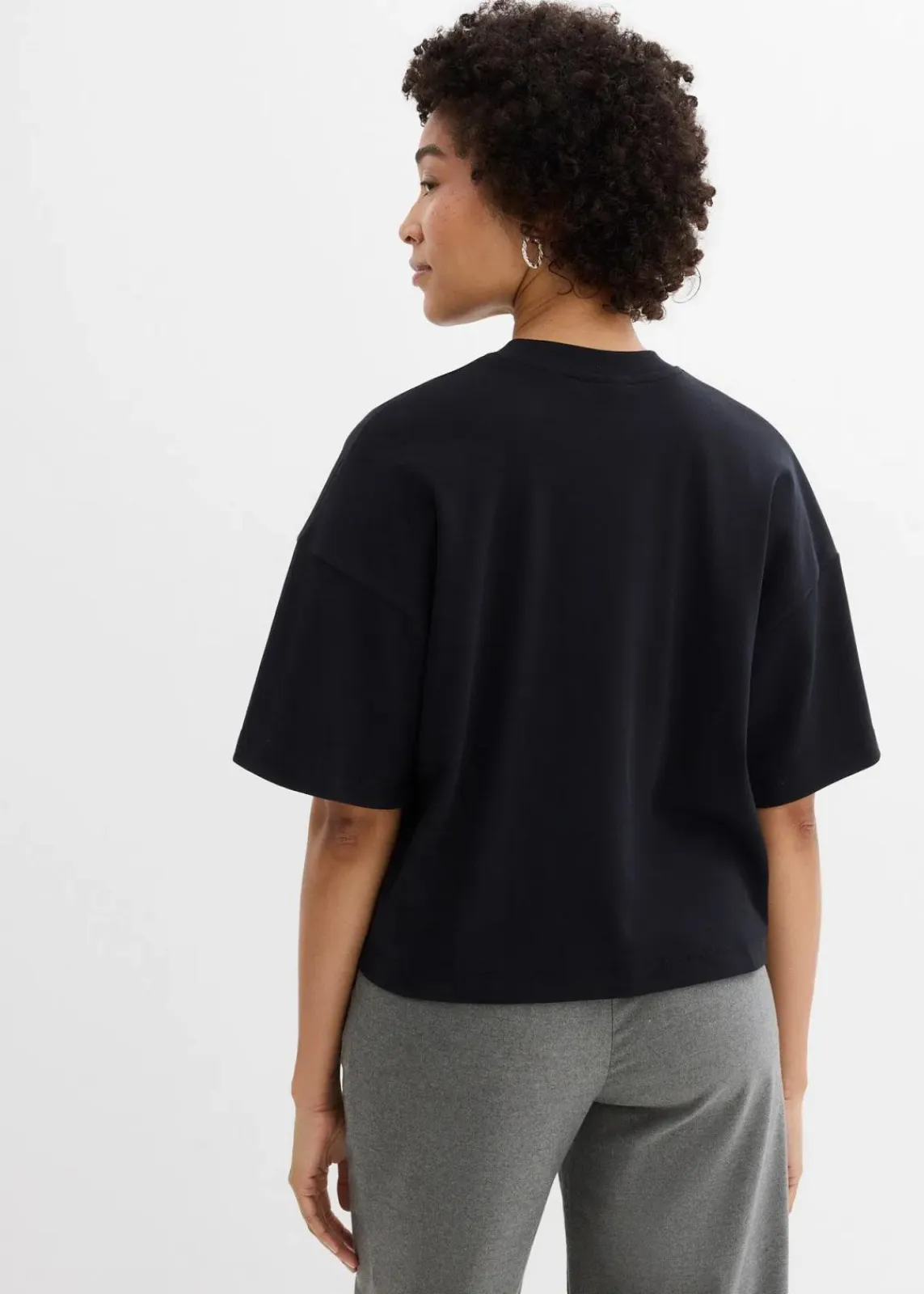 bonprix Bekleidung·Röcke|Nachhaltigere Materialien^Kurzes Oversize-Shirt aus reiner schwerer Bio-Baumwolle schwarz