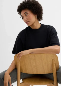 bonprix Bekleidung·Röcke|Nachhaltigere Materialien^Kurzes Oversize-Shirt aus reiner schwerer Bio-Baumwolle schwarz
