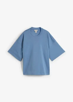 bonprix Shirts & Tops|Basics^Kurzes Oversize-Shirt aus reiner schwerer Bio-Baumwolle wellenblau