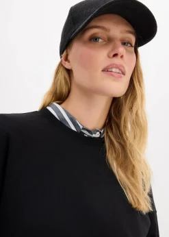 bonprix Nachhaltigere Materialien|Sweat^Kurzes Oversize-Sweatshirt aus reiner Bio-Baumwolle schwarz