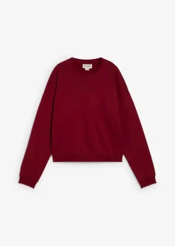 bonprix Nachhaltigere Materialien|Sweat^Kurzes Oversize-Sweatshirt aus reiner Bio-Baumwolle pflaumenrot