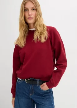 bonprix Nachhaltigere Materialien|Sweat^Kurzes Oversize-Sweatshirt aus reiner Bio-Baumwolle pflaumenrot