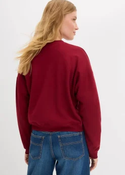 bonprix Nachhaltigere Materialien|Sweat^Kurzes Oversize-Sweatshirt aus reiner Bio-Baumwolle pflaumenrot