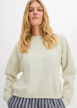 bonprix Bekleidung·Röcke|Bekleidung·Blusen & Tuniken^Kurzes Oversize-Sweatshirt aus reiner Bio-Baumwolle silbergrün