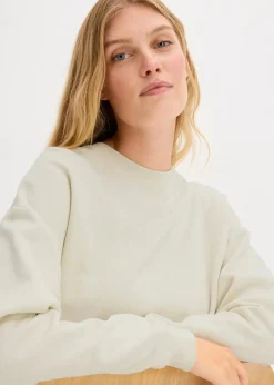 bonprix Bekleidung·Röcke|Bekleidung·Blusen & Tuniken^Kurzes Oversize-Sweatshirt aus reiner Bio-Baumwolle silbergrün