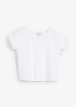 bonprix Shirts & Tops|Nachhaltigere Materialien^Kurzes Rippshirt weiß
