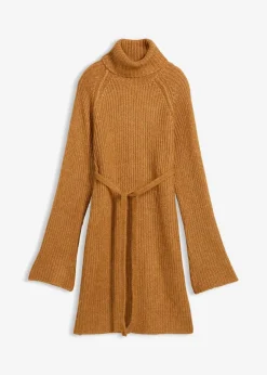 bonprix Bekleidung·Umstandsmode|Bekleidung·Pullover & Strickjacken^Kurzes Ripp-Strickkleid mit Rollkragen haselnuss