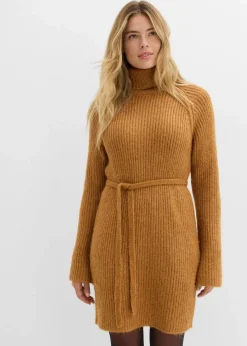 bonprix Bekleidung·Umstandsmode|Bekleidung·Pullover & Strickjacken^Kurzes Ripp-Strickkleid mit Rollkragen haselnuss