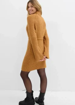 bonprix Bekleidung·Umstandsmode|Bekleidung·Pullover & Strickjacken^Kurzes Ripp-Strickkleid mit Rollkragen haselnuss