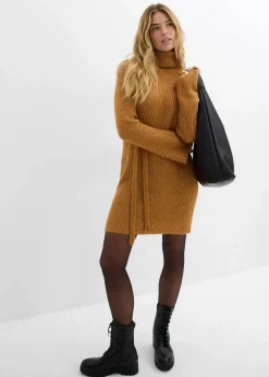 bonprix Bekleidung·Umstandsmode|Bekleidung·Pullover & Strickjacken^Kurzes Ripp-Strickkleid mit Rollkragen haselnuss