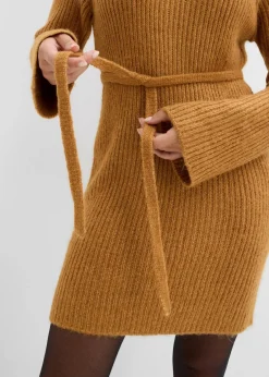 bonprix Bekleidung·Umstandsmode|Bekleidung·Pullover & Strickjacken^Kurzes Ripp-Strickkleid mit Rollkragen haselnuss