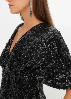 bonprix Shirts & Tops^Kurzes Shirt mit Pailletten schwarz