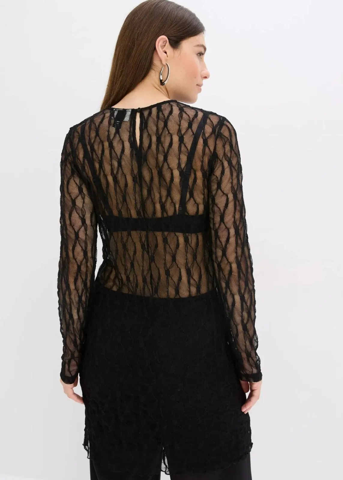 bonprix Bekleidung·Pullover & Strickjacken|Kleider^Kurzes Spitzenkleid schwarz