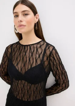 bonprix Bekleidung·Pullover & Strickjacken|Kleider^Kurzes Spitzenkleid schwarz