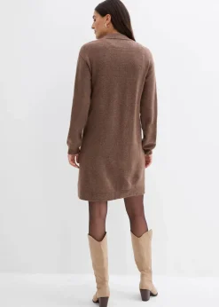bonprix Strickmode|Kleider^Kurzes Strickkleid mit Knopfleiste lehmbraun