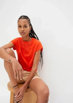 bonprix Shirts & Tops^Kurzes T-Shirt aus reiner Bio-Baumwolle blutorange