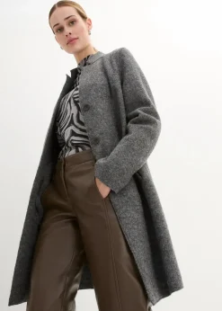 bonprix Bekleidung·Hosen|Jacken & Mäntel^Kurzmantel aus Wolle mittelgrau meliert