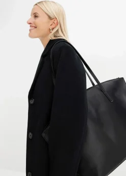bonprix Nachhaltigere Materialien|Jacken & Mäntel^Kurzmantel in Wolloptik schwarz