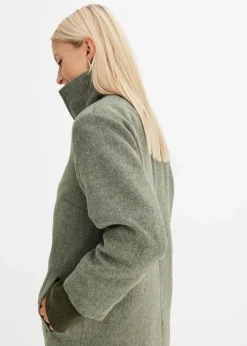 bonprix Jacken & Mäntel|Bekleidung·Hosen^Kurzmantel in Wolloptik dunkeloliv meliert