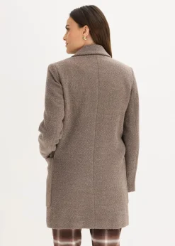 bonprix Jacken & Mäntel|Bekleidung·Hosen^Kurzmantel in Wolloptik taupe/braun meliert