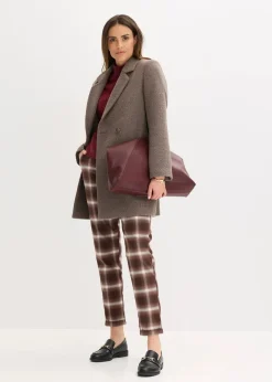 bonprix Jacken & Mäntel|Bekleidung·Hosen^Kurzmantel in Wolloptik taupe/braun meliert