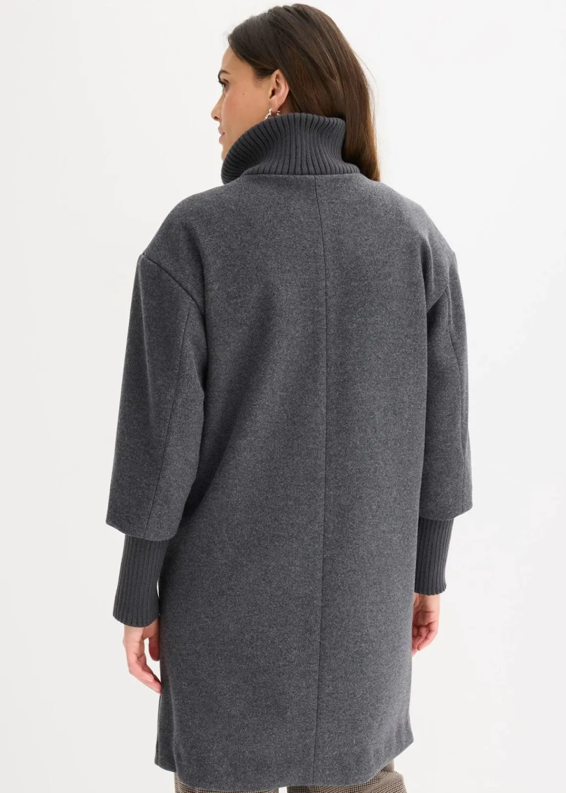 bonprix Jacken & Mäntel|Bekleidung·Hosen^Kurzmantel in Wolloptik anthrazit meliert