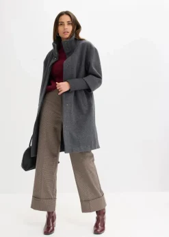 bonprix Jacken & Mäntel|Bekleidung·Hosen^Kurzmantel in Wolloptik anthrazit meliert