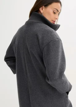 bonprix Jacken & Mäntel|Bekleidung·Hosen^Kurzmantel in Wolloptik anthrazit meliert