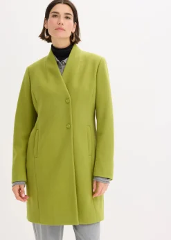 bonprix Jacken & Mäntel|Bekleidung·Hosen^Kurzmantel in Wolloptik moos