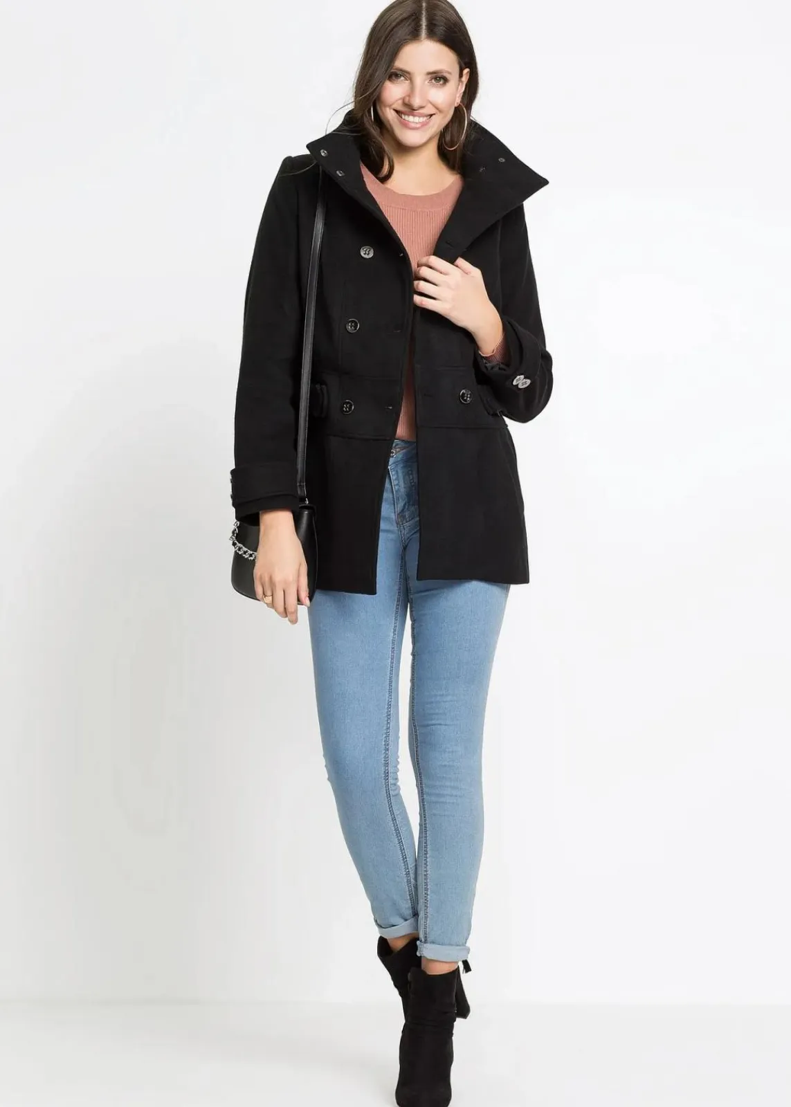 bonprix Kurzgrößen|Bekleidung·Hosen^Kurzmantel, Petite schwarz