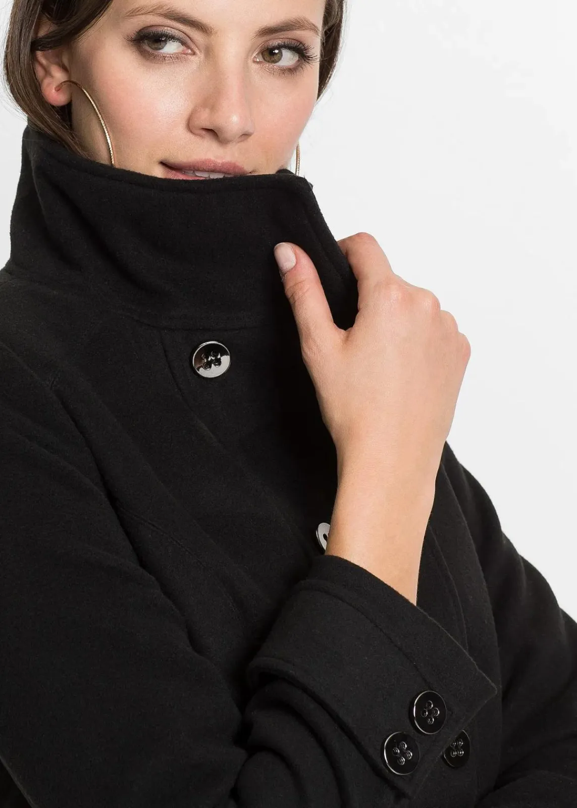 bonprix Kurzgrößen|Bekleidung·Hosen^Kurzmantel, Petite schwarz