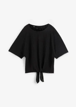 bonprix Shirts & Tops^Kurzshirt mit Lochstickerei schwarz