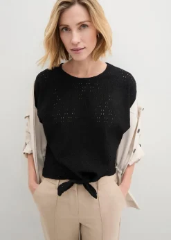 bonprix Shirts & Tops^Kurzshirt mit Lochstickerei schwarz