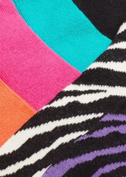 bonprix Nachhaltigere Materialien|Socken & Strumpfhosen^Kurzsocken mit Bio-Baumwolle (6er Pack) dunkelorange + flaschengrün + schwarz + pink + wollweiß/schwarz zebra + mediumlila/schwarz zebra