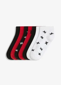 bonprix Nachhaltigere Materialien|Socken & Strumpfhosen^Kurzsocken mit Bio-Baumwolle (7er Pack) schwarz+ weiß + salsarot