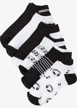 bonprix Mehrfachpacks|Mädchen·Strümpfe^Kurzsocken mit Bio-Baumwolle (6er Pack) schwarz/weiß gemustert
