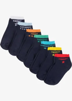 bonprix Mehrfachpacks|Mädchen·Strümpfe^Kurzsocken mit Bio-Baumwolle (7er Pack) dunkelblau mit Wochentagen