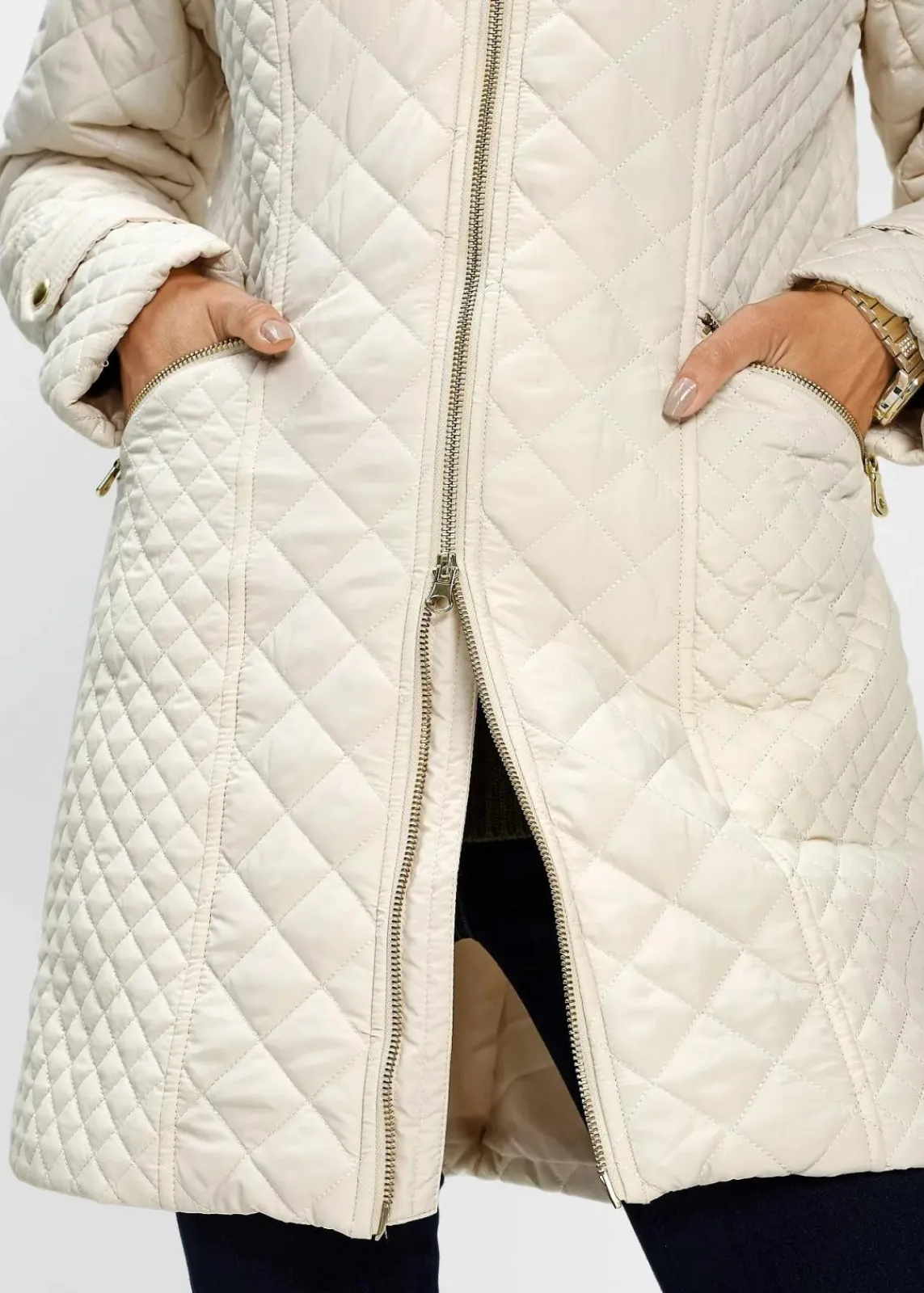bonprix Jacken & Mäntel|Bekleidung·Hosen^Kurz-Steppmantel kieselbeige