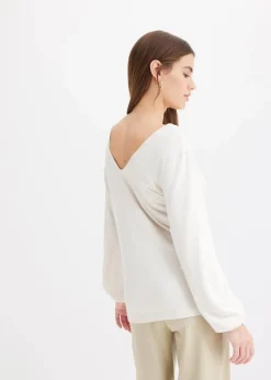 bonprix Bekleidung·Blusen & Tuniken|Sweat^Kuschel-Fleeceshirt mit Perlen natur