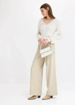 bonprix Bekleidung·Blusen & Tuniken|Sweat^Kuschel-Fleeceshirt mit Perlen natur