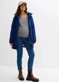 bonprix Umstandsmode|Bekleidung·Blazer^Kuschelig gefütterte Umstands-und Tragejacke tiefseeblau/steingrau/silber