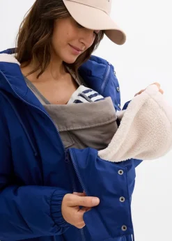 bonprix Umstandsmode|Bekleidung·Blazer^Kuschelig gefütterte Umstands-und Tragejacke tiefseeblau/steingrau/silber