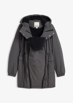 bonprix Bekleidung·Blazer|Umstandsmode^Kuschelig gefütterte Umstands-und Tragejacke dunkelgrau/schwarz