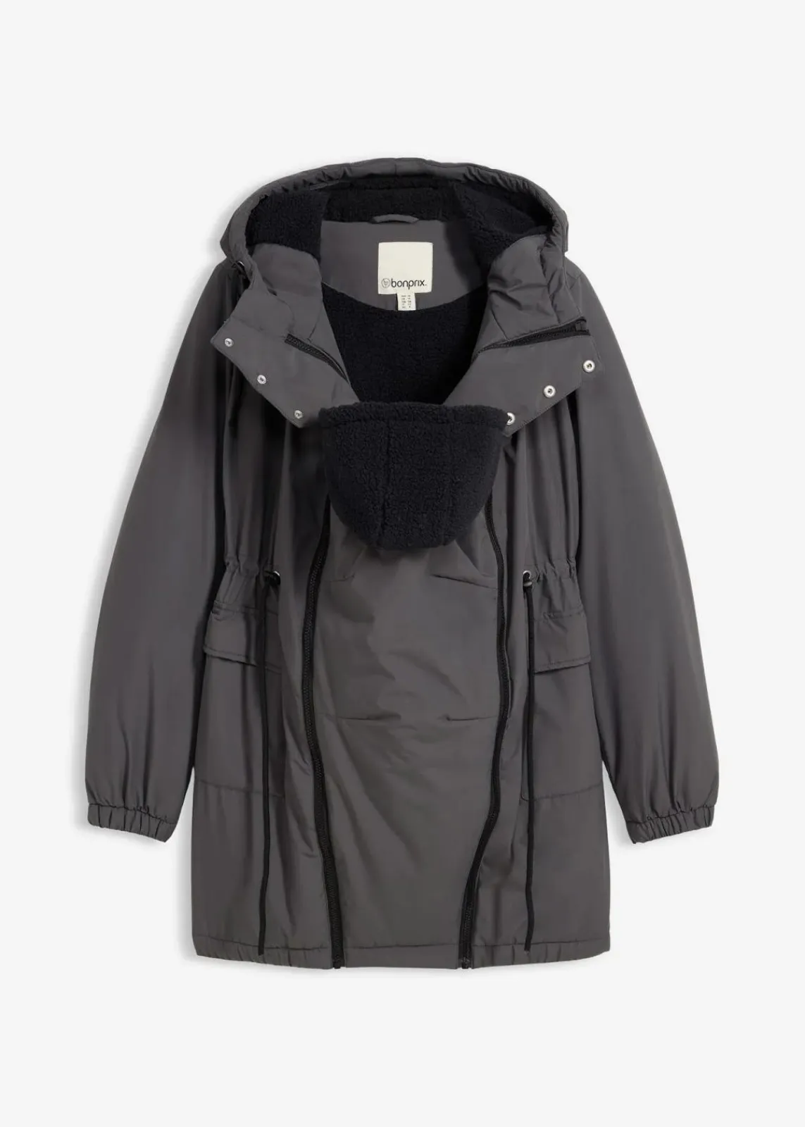 bonprix Bekleidung·Blazer|Umstandsmode^Kuschelig gefütterte Umstands-und Tragejacke dunkelgrau/schwarz