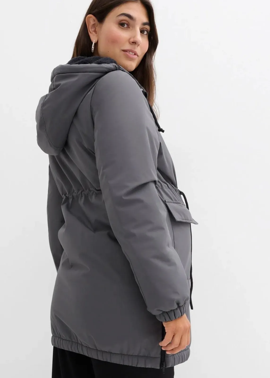 bonprix Bekleidung·Blazer|Umstandsmode^Kuschelig gefütterte Umstands-und Tragejacke dunkelgrau/schwarz