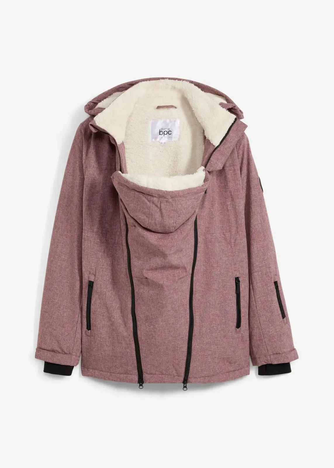 bonprix Umstandsmode|Bekleidung·Blazer^Kuschelige 3-in-1 Umstandsjacke und Tragejacke bordeaux meliert