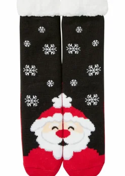 bonprix Jungen·Strümpfe|Jungen·Strümpfe^Kuschelsocken mit Teddy Futter schwarz/erdbeere