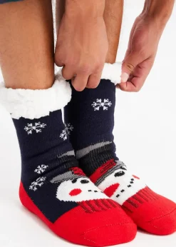 bonprix Socken & Strumpfhosen|Wäsche^Kuschelsocken mit Teddy Futter dunkelblau/wollweiß/erdbeere/abendrot/grau/schwarz