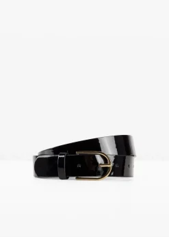 bonprix Gürtel|Schuhe & Accessoires In Spezialgrößen·Gürtel^Lackgürtel schwarz/goldfarben